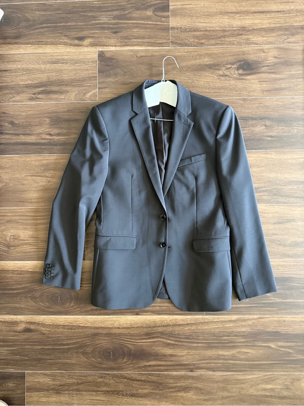Express Men's Charcoal Gray Two-Button Notch Lapel Suit Jacket